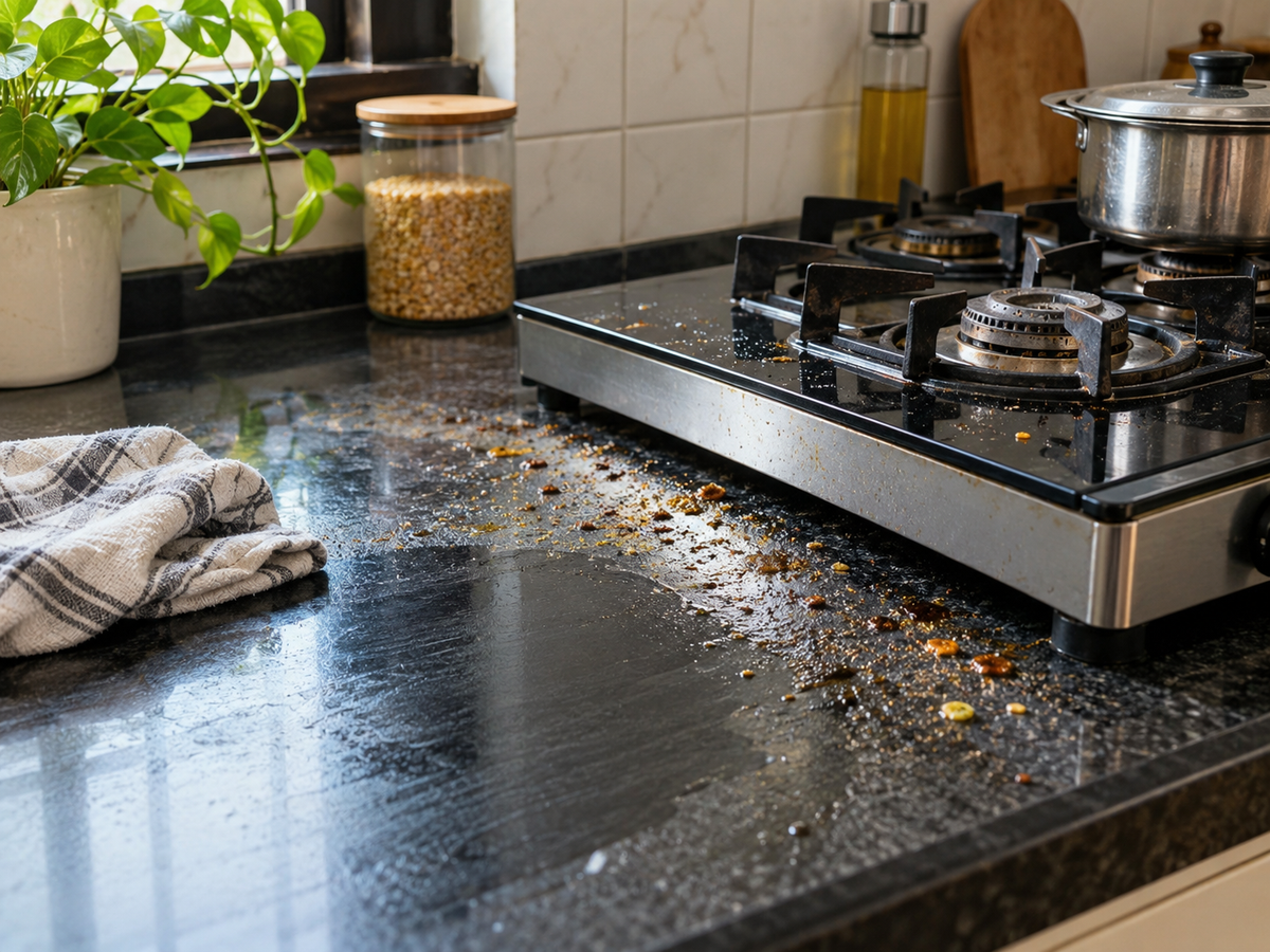 Indian kitchen cooktop with light cooking grease